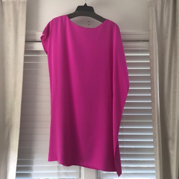 Hot pink cap sleeve, tapered on one side spring/summer dress chemise. - Picture 1 of 2
